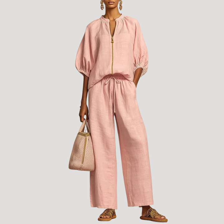 Anke | Ensemble Femme Deux Pièces Pantalon Large Manches Bouffantes