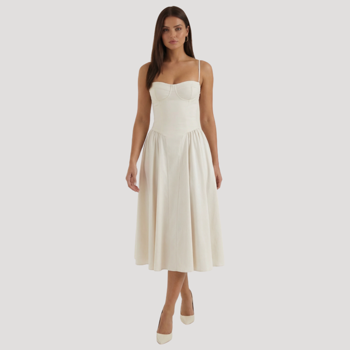 Annelie | Robe Midi Corset Femme avec Décolleté en Cœur