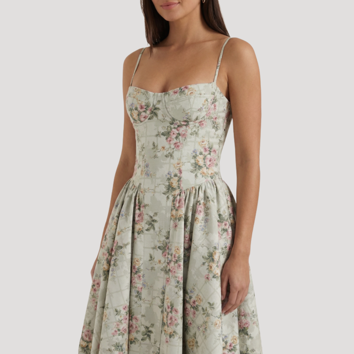 Annelie | Robe Midi Corset Femme avec Décolleté en Cœur