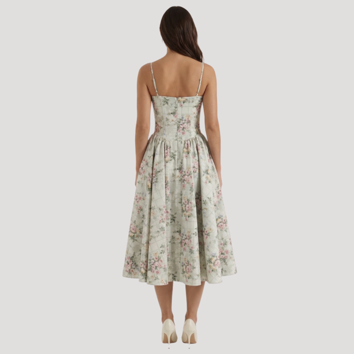 Annelie | Robe Midi Corset Femme avec Décolleté en Cœur