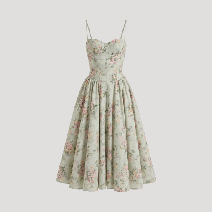Annelie | Robe Midi Corset Femme avec Décolleté en Cœur