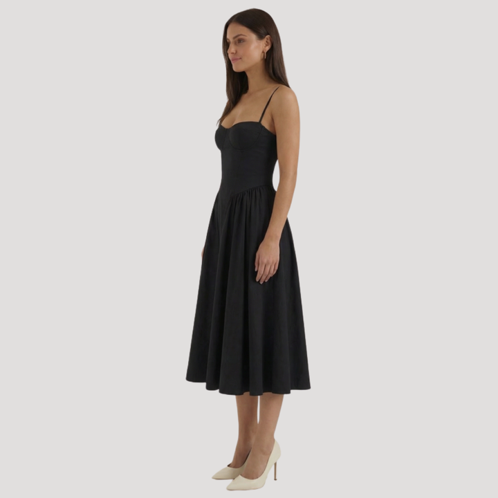 Annelie | Robe Midi Corset Femme avec Décolleté en Cœur