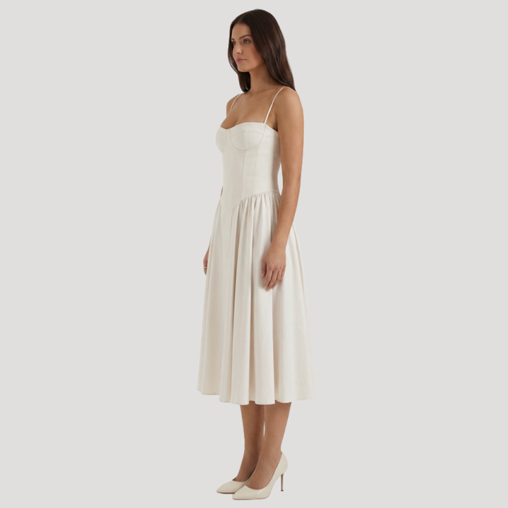 Annelie | Robe Midi Corset Femme avec Décolleté en Cœur