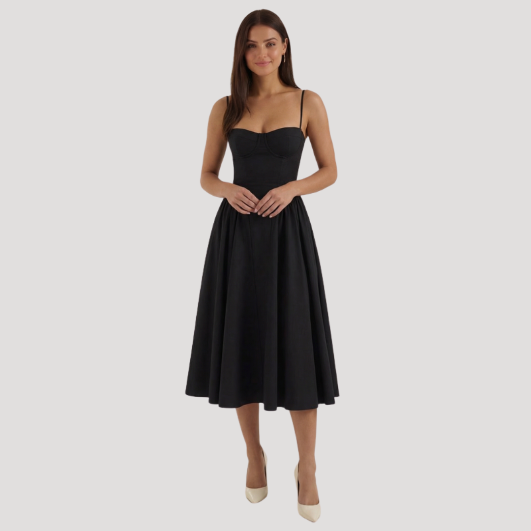 Annelie | Robe Midi Corset Femme avec Décolleté en Cœur