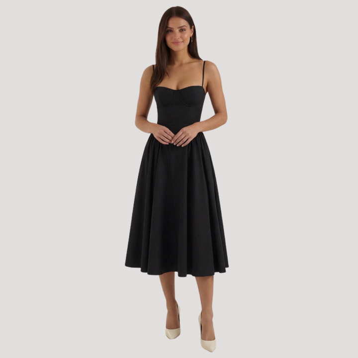 Annelie | Robe Midi Corset Femme avec Décolleté en Cœur