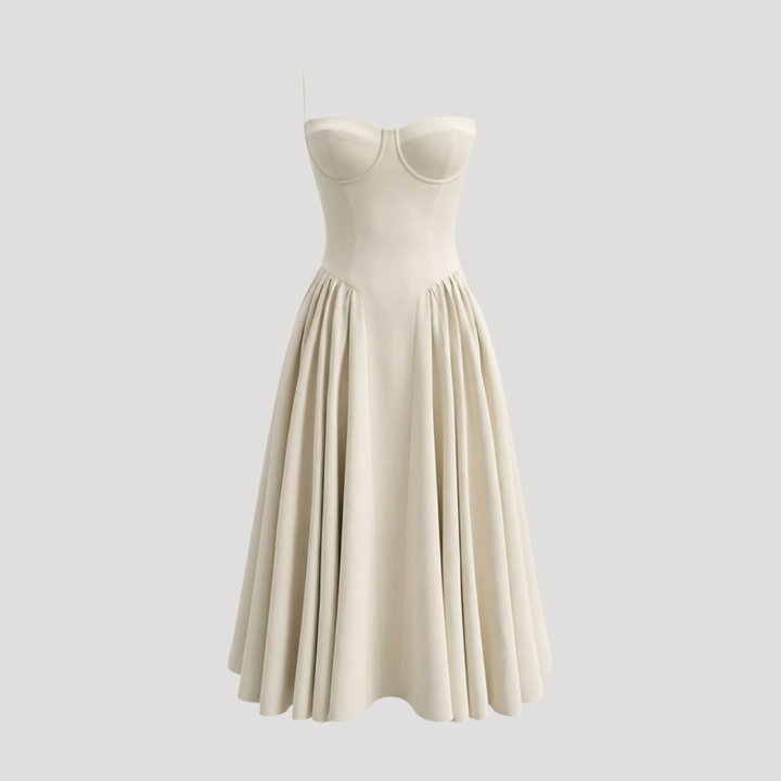 Annelie | Robe Midi Corset Femme avec Décolleté en Cœur