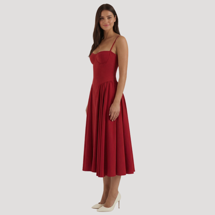 Annelie | Robe Midi Corset Femme avec Décolleté en Cœur