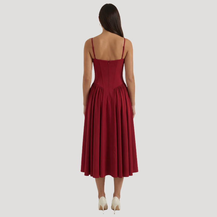Annelie | Robe Midi Corset Femme avec Décolleté en Cœur