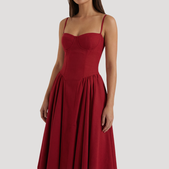 Annelie | Robe Midi Corset Femme avec Décolleté en Cœur