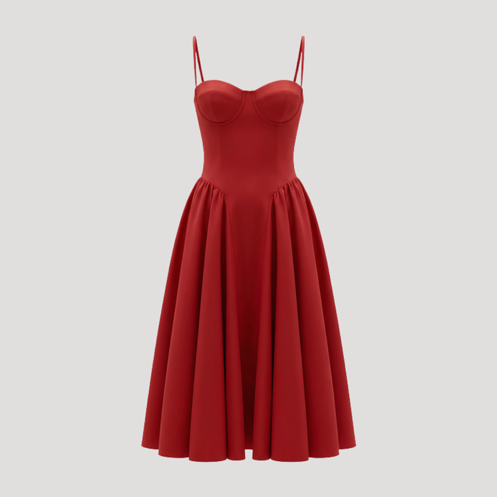 Annelie | Robe Midi Corset Femme avec Décolleté en Cœur