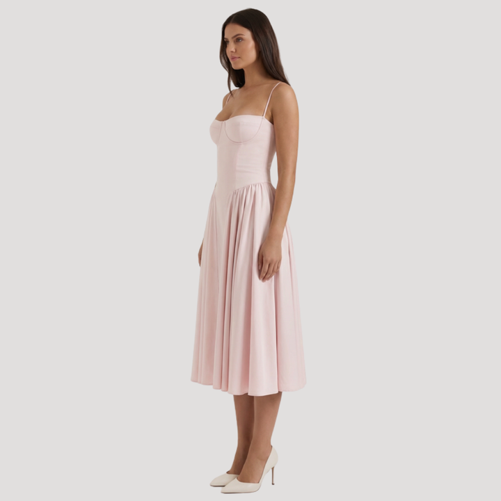 Annelie | Robe Midi Corset Femme avec Décolleté en Cœur