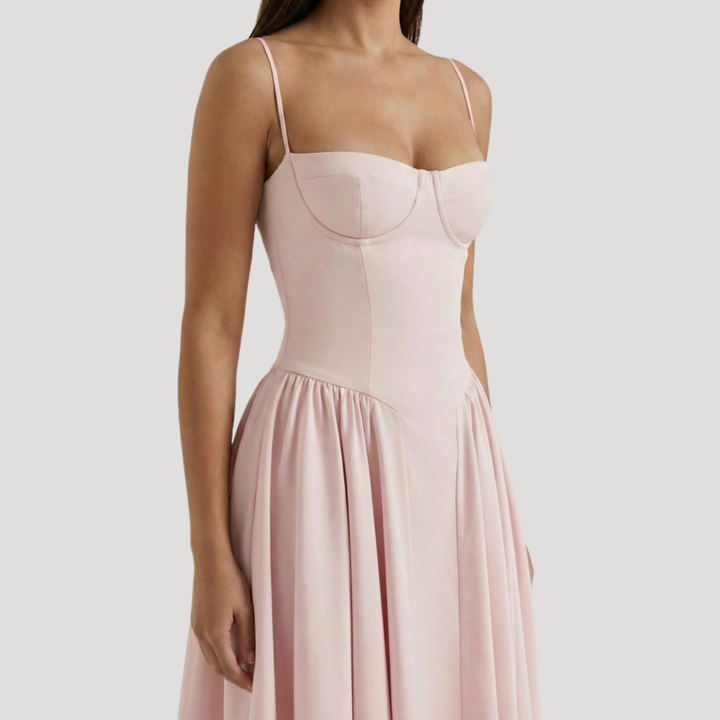 Annelie | Robe Midi Corset Femme avec Décolleté en Cœur