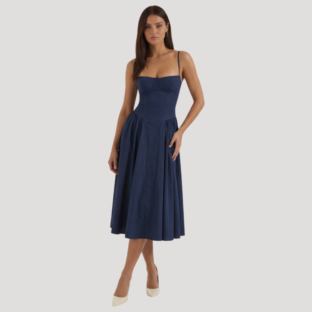 Annelie | Robe Midi Corset Femme avec Décolleté en Cœur