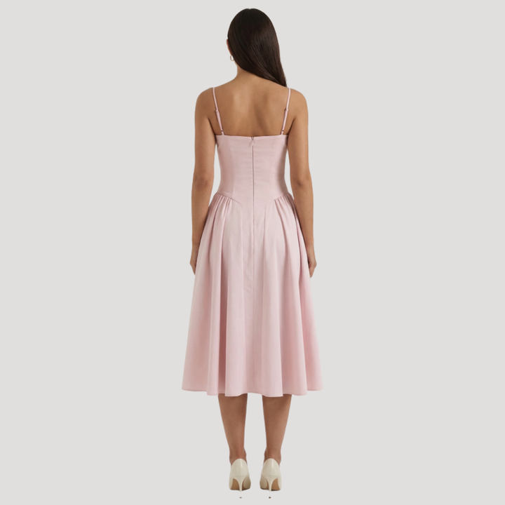 Annelie | Robe Midi Corset Femme avec Décolleté en Cœur