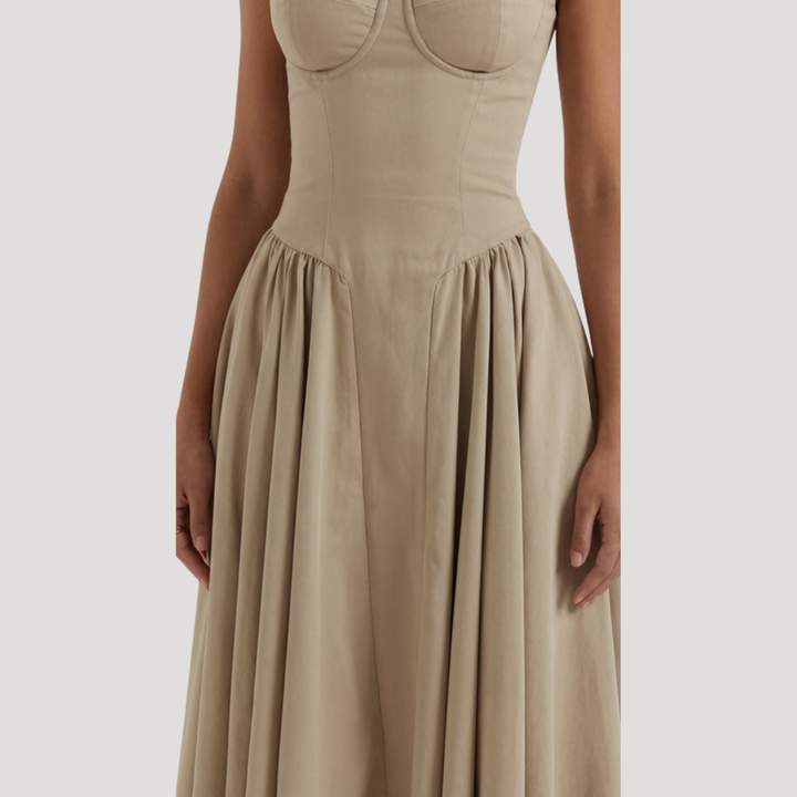 Annelie | Robe Midi Corset Femme avec Décolleté en Cœur
