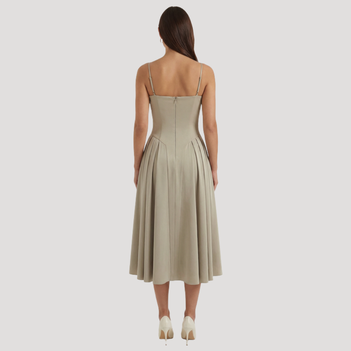 Annelie | Robe Midi Corset Femme avec Décolleté en Cœur