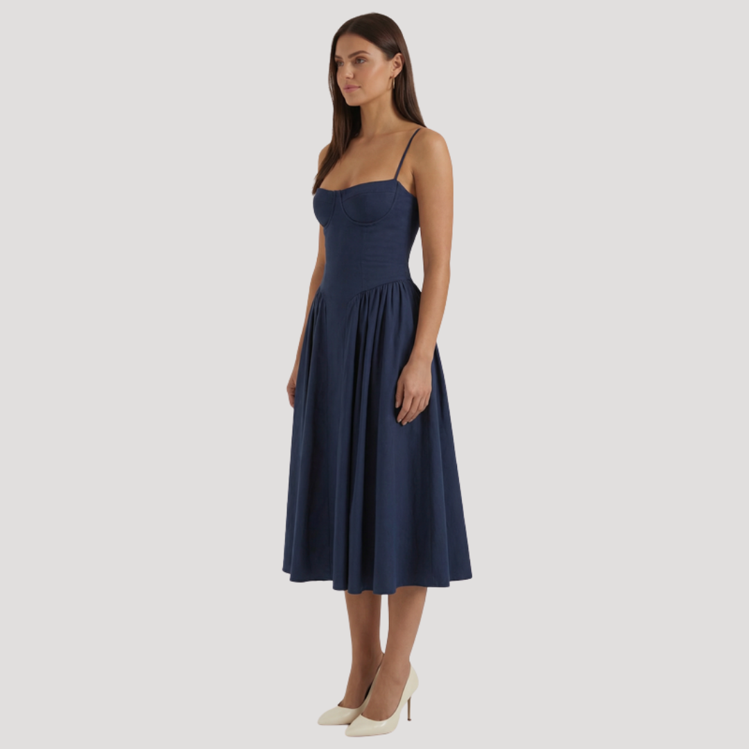 Annelie | Robe Midi Corset Femme avec Décolleté en Cœur