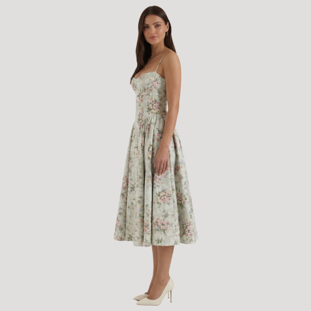 Annelie | Robe Midi Corset Femme avec Décolleté en Cœur