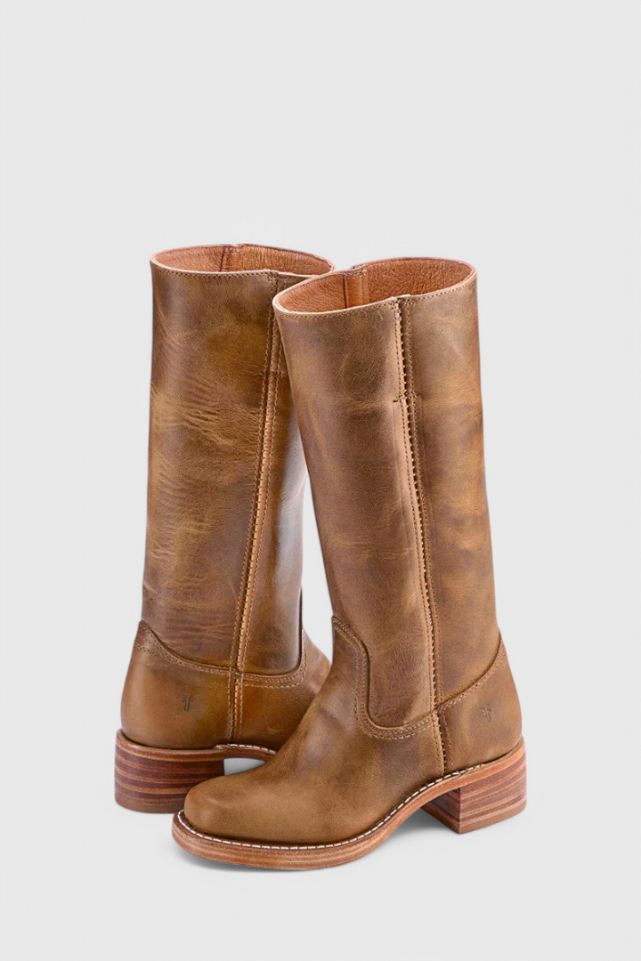 Annika | Bottes en cuir à talon bloc hauteur genou pour femmes
