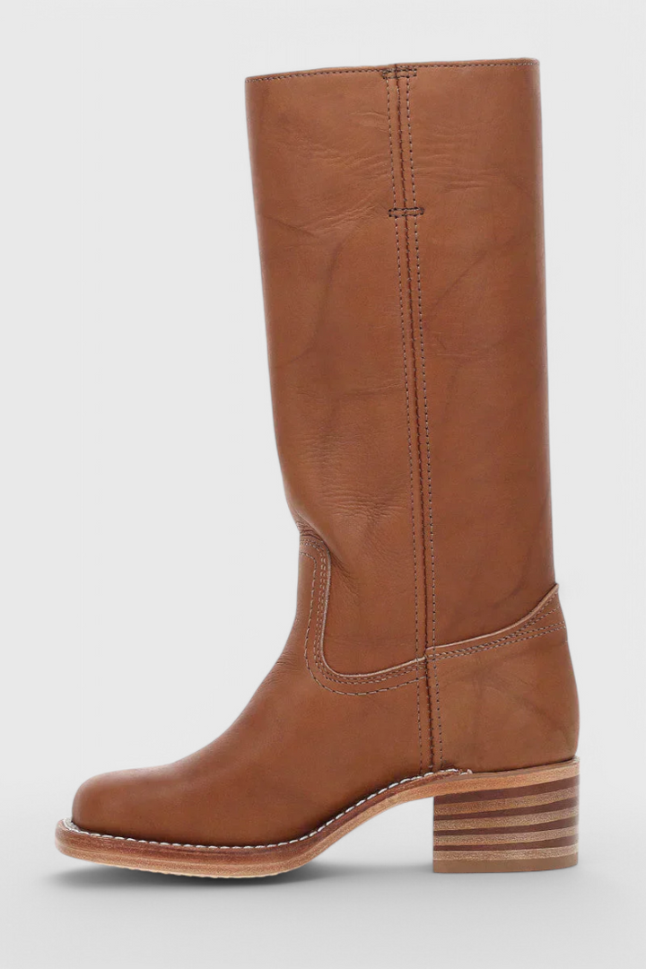 Annika | Bottes en cuir à talon bloc hauteur genou pour femmes