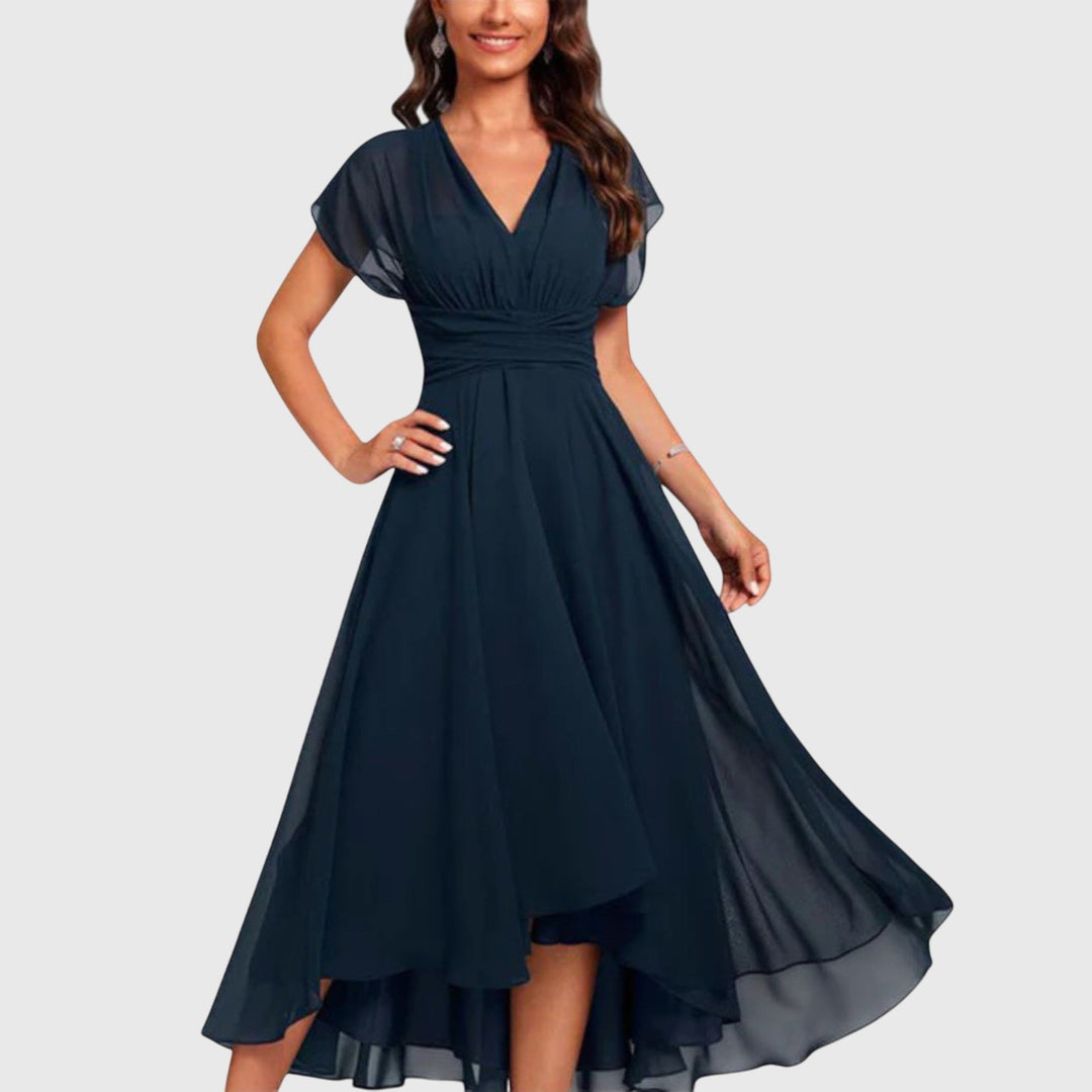 Aramina | Robe midi A-ligne à décolleté en V pour femmes