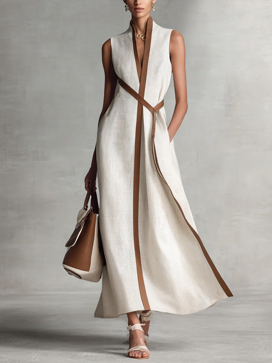 Araminta | Robe maxi sans manches à décolleté en V pour femmes