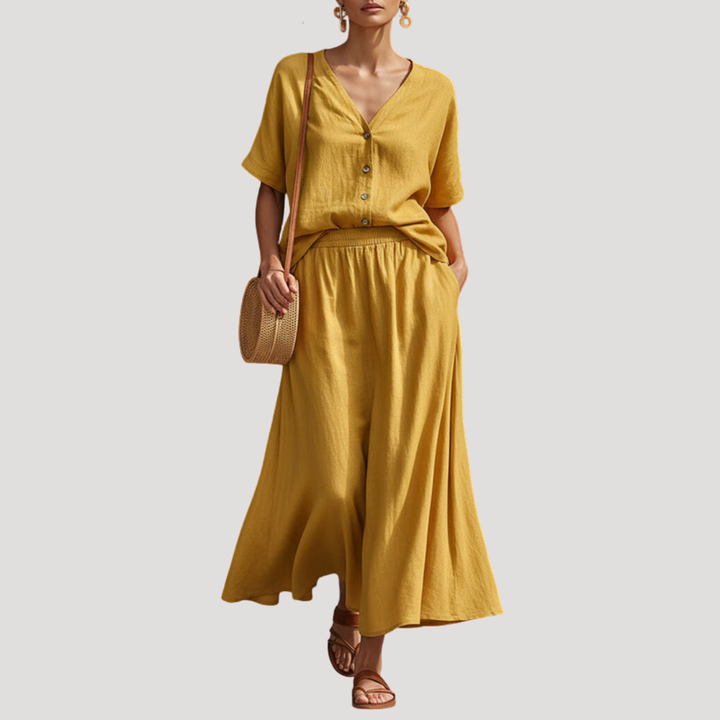 Arlinde | Ensemble Femme Deux Pièces Jupe Midi Décolleté en V