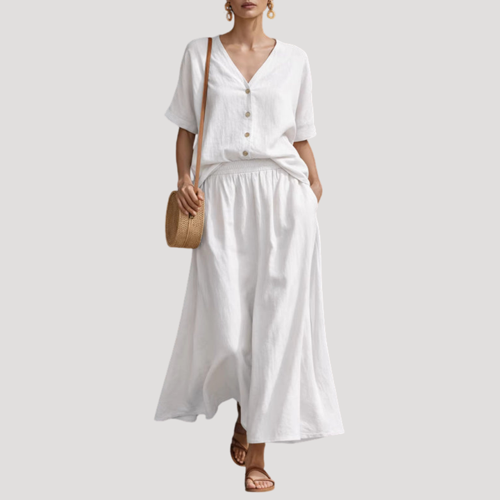 Arlinde | Ensemble Femme Deux Pièces Jupe Midi Décolleté en V