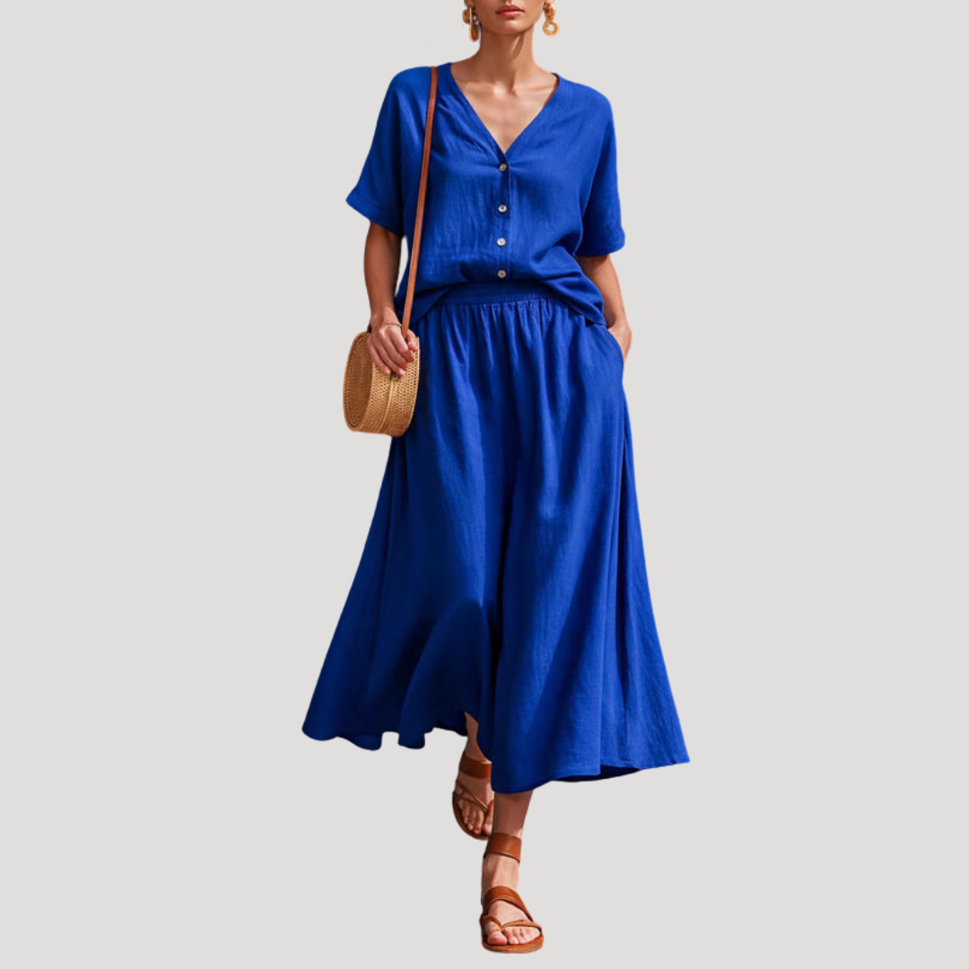 Arlinde | Ensemble Femme Deux Pièces Jupe Midi Décolleté en V