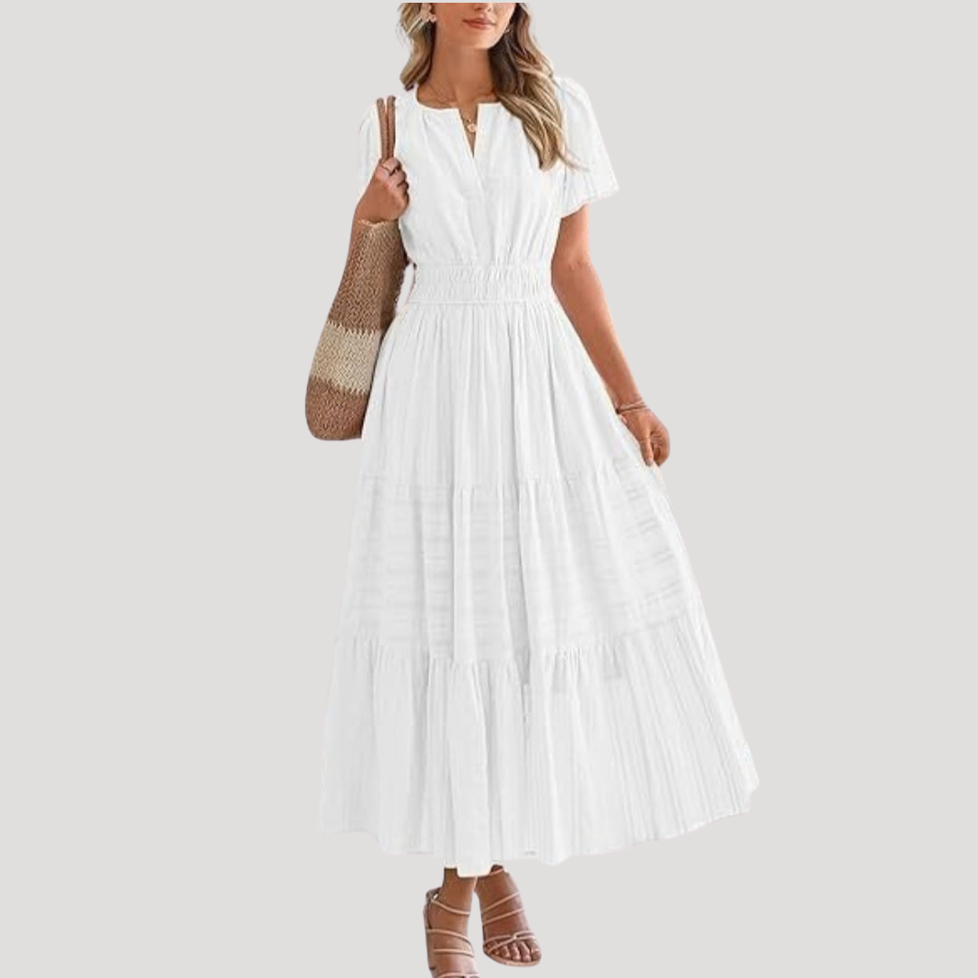 Astoria | Robe à volants Maxi à manches courtes