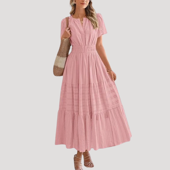 Astoria | Robe à volants Maxi à manches courtes