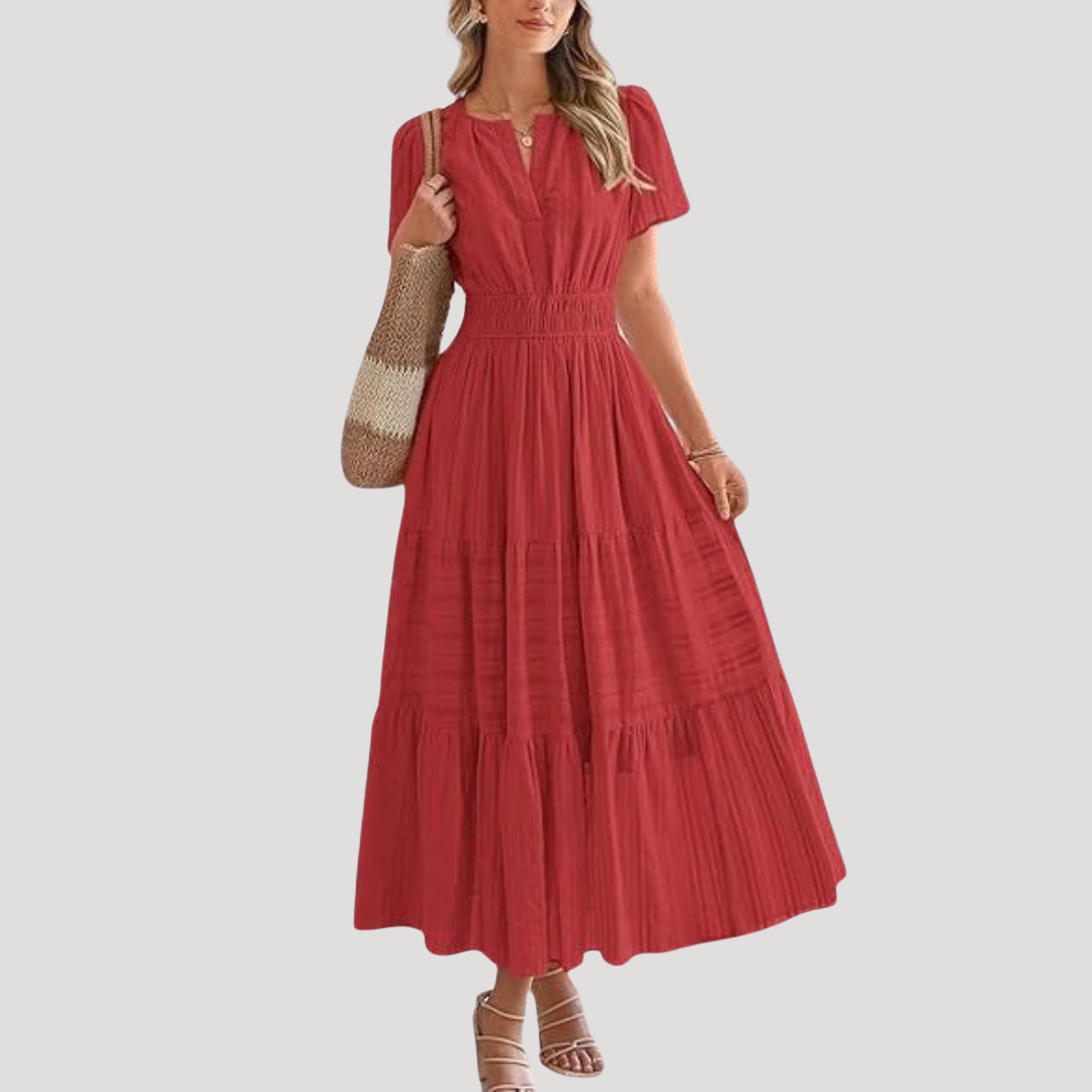 Astoria | Robe à volants Maxi à manches courtes