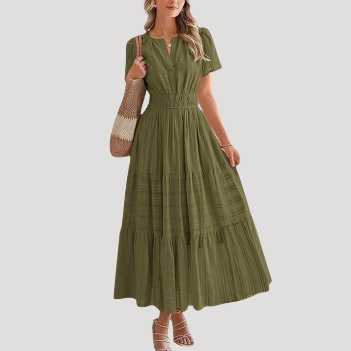 Astoria | Robe à volants Maxi à manches courtes