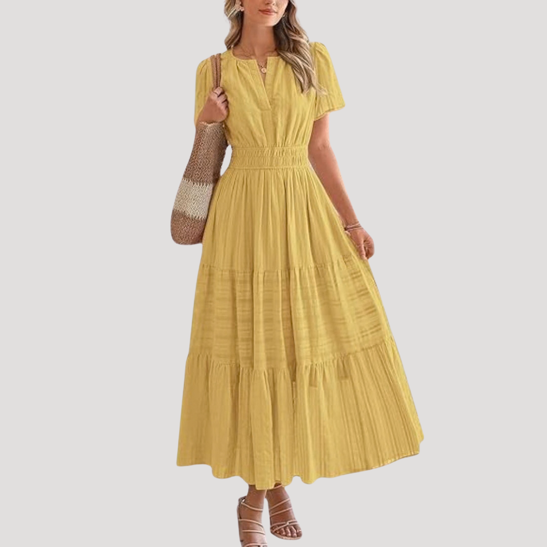 Astoria | Robe à volants Maxi à manches courtes