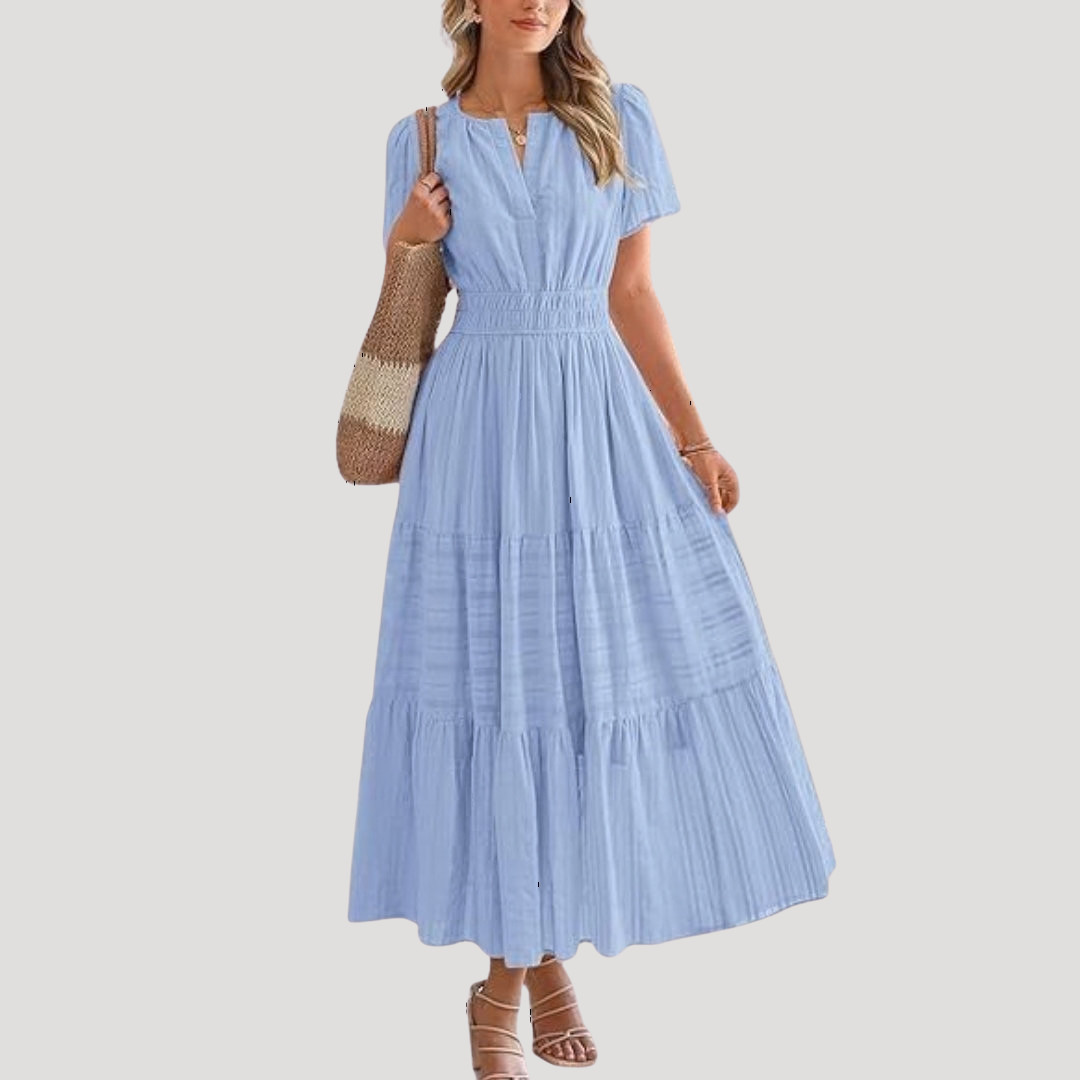 Astoria | Robe à volants Maxi à manches courtes