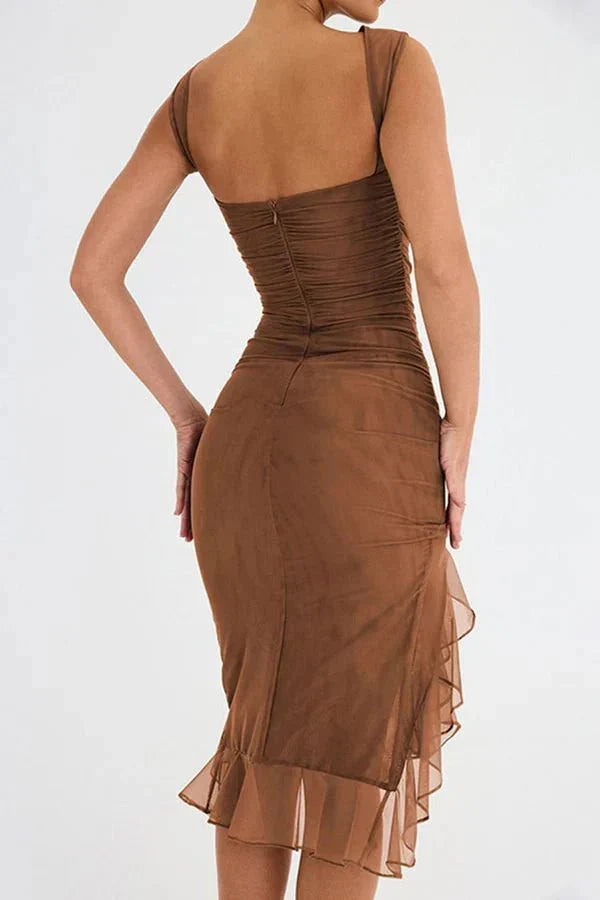 Clara | Robe Midi Élégante Femme en Stretch Mesh – Robe Midi en Mesh Élégante 2026