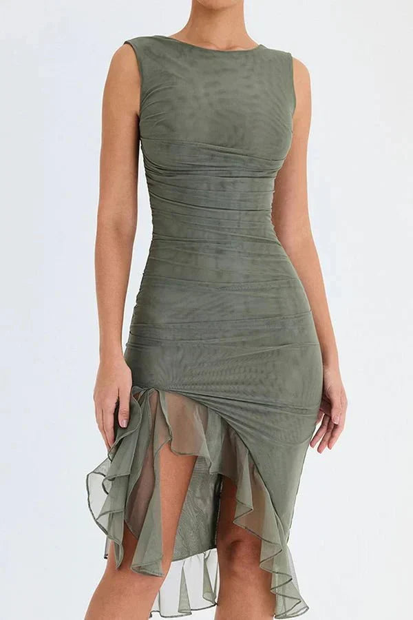 Clara | Robe Midi Élégante Femme en Stretch Mesh – Robe Midi en Mesh Élégante 2026