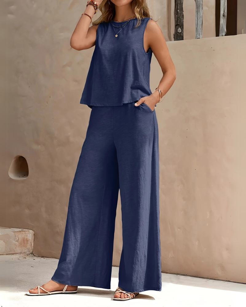 Ensemble sans manches pour femmes | Pantalon large