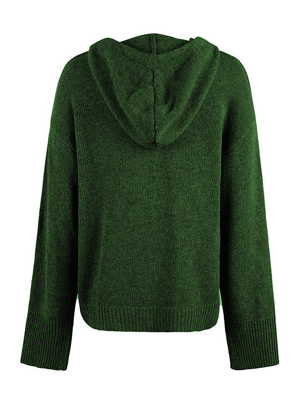 Cardigan cache-cœur à capuche et boutonné de couleur unie