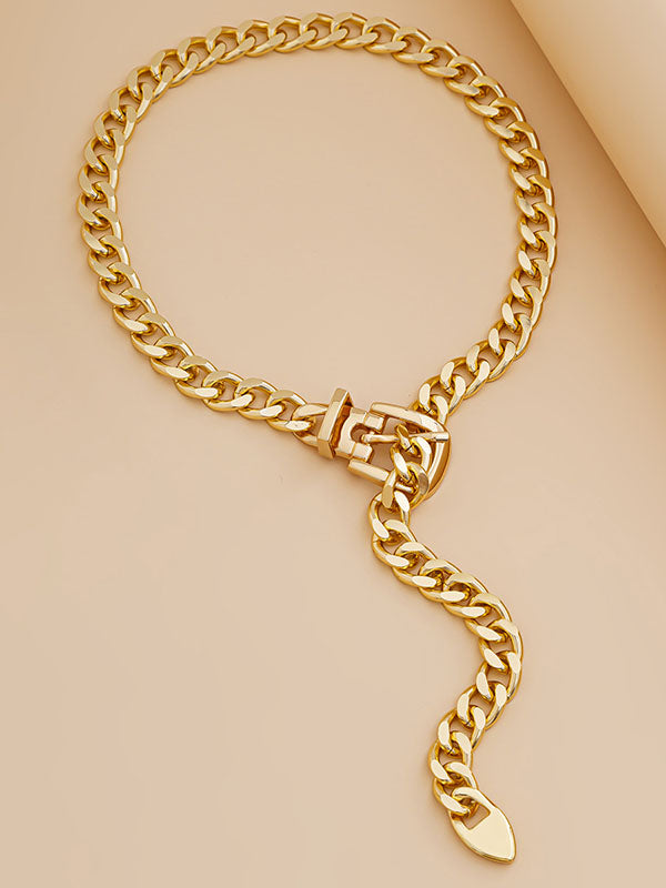 Collier géométrique à chaîne, couleur unie