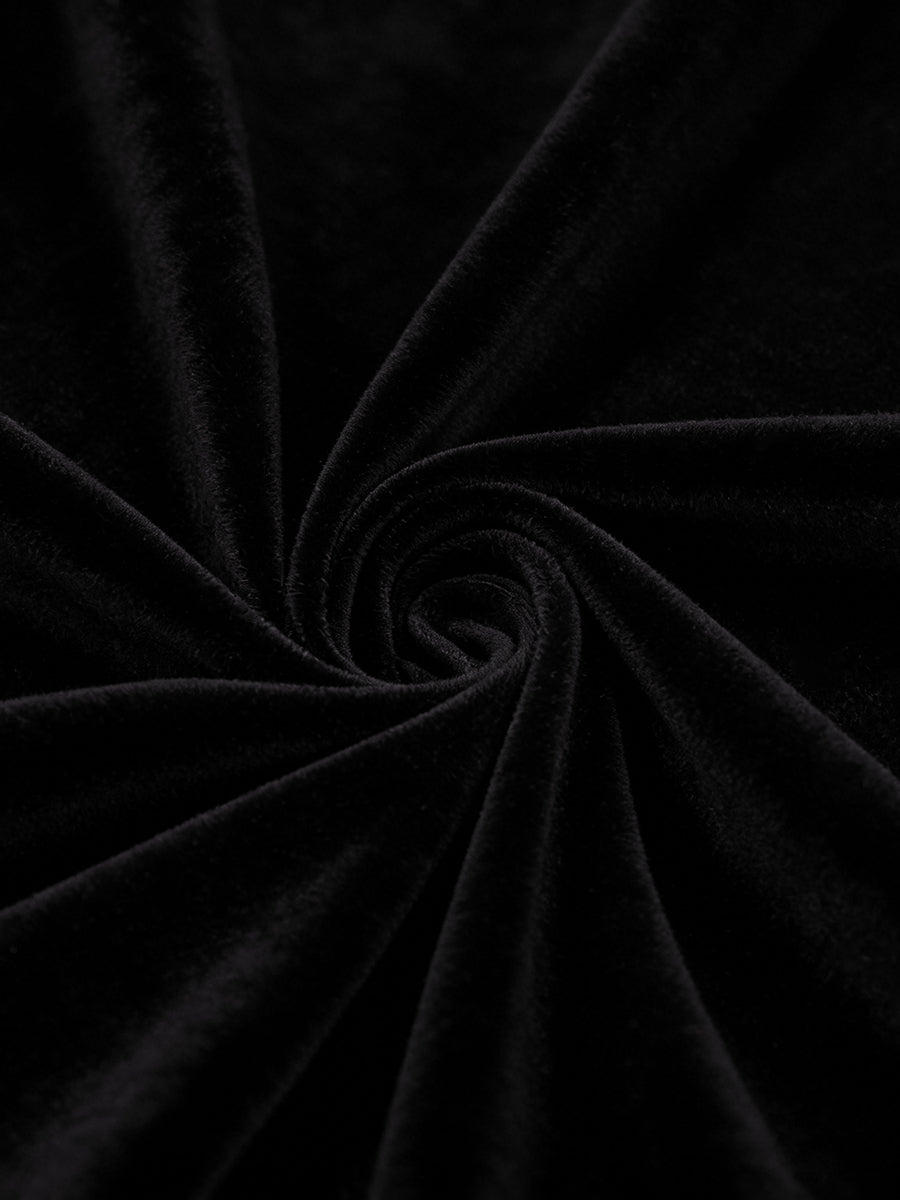 Robe mi-longue à manches longues, coupe près du corps, à col haut, couleur unie