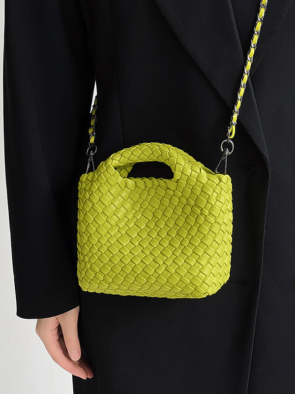 Sac à main tressé couleur unie
