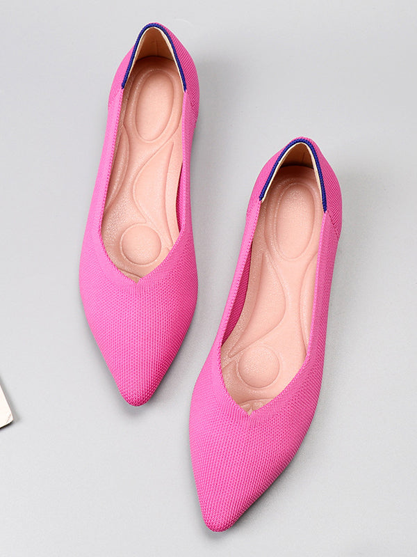 Chaussures plates à bout pointu, à découpe basse, à empiècements