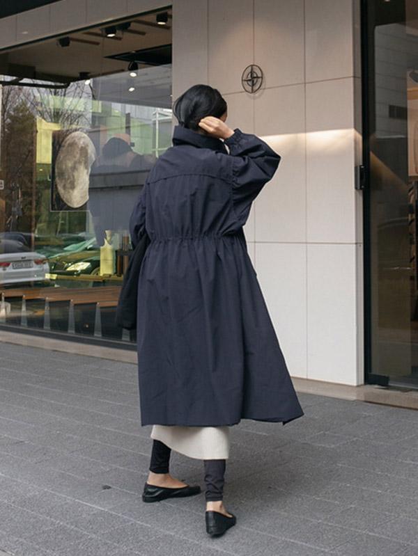 Vêtements d'extérieur longs amples à taille élastique de couleur unie