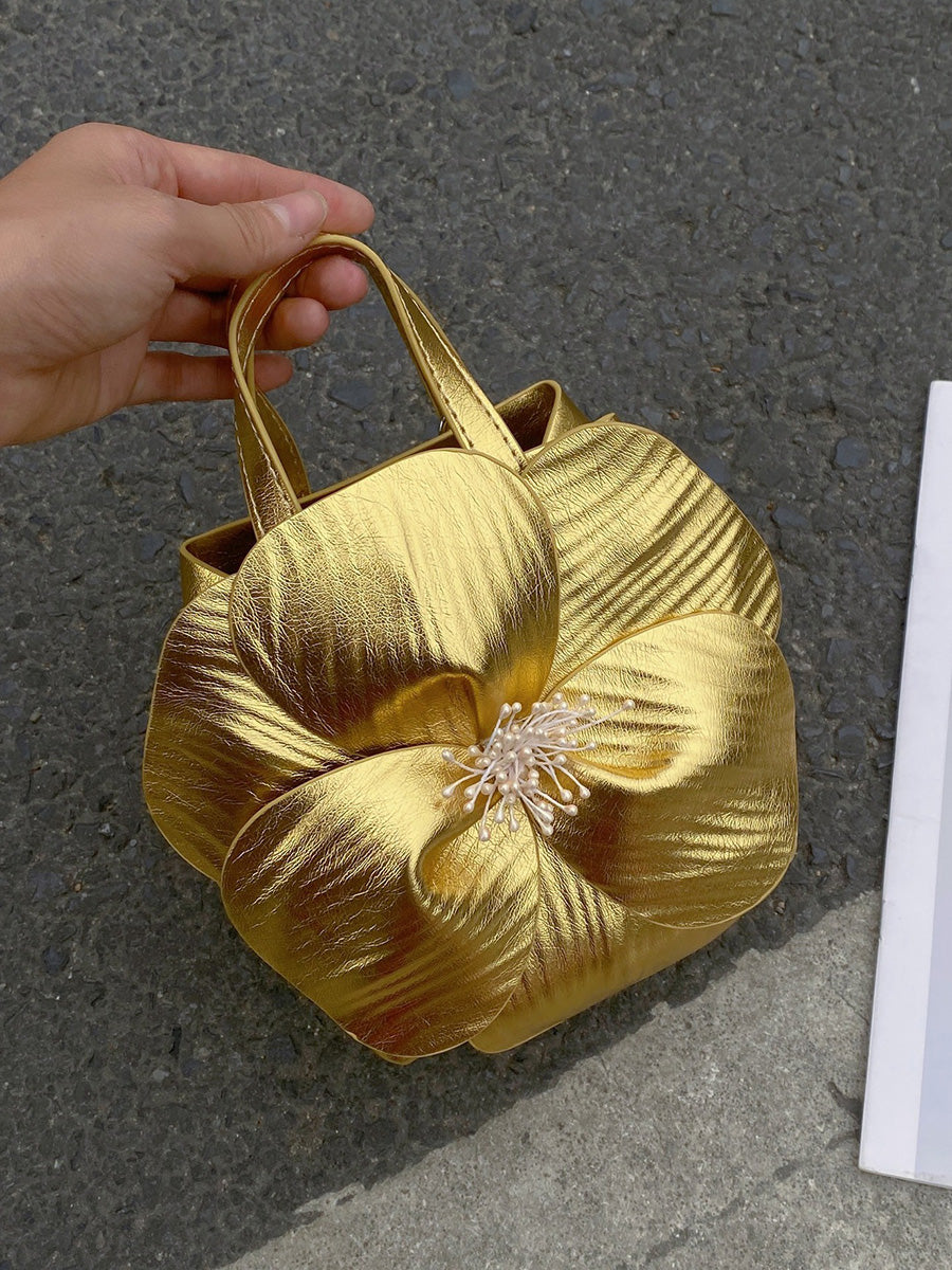 Sac à main en forme de fleur, couleur unie