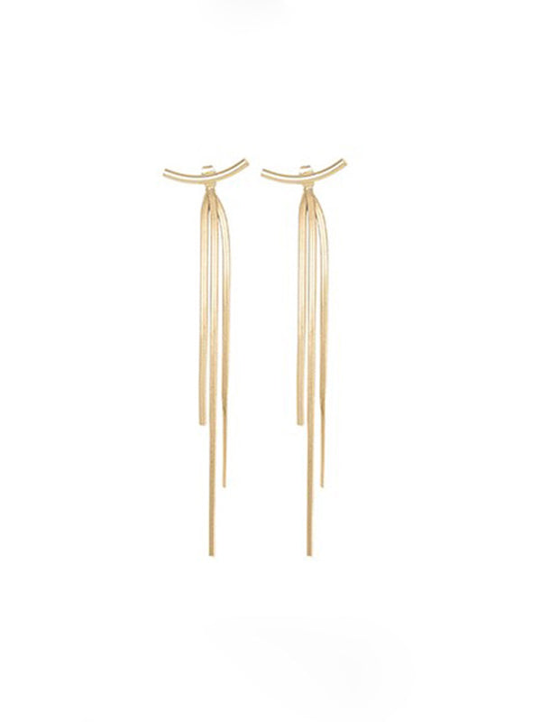 Boucles d'oreilles pendantes géométriques à pompons
