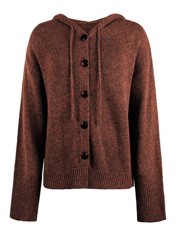 Cardigan cache-cœur à capuche et boutonné de couleur unie