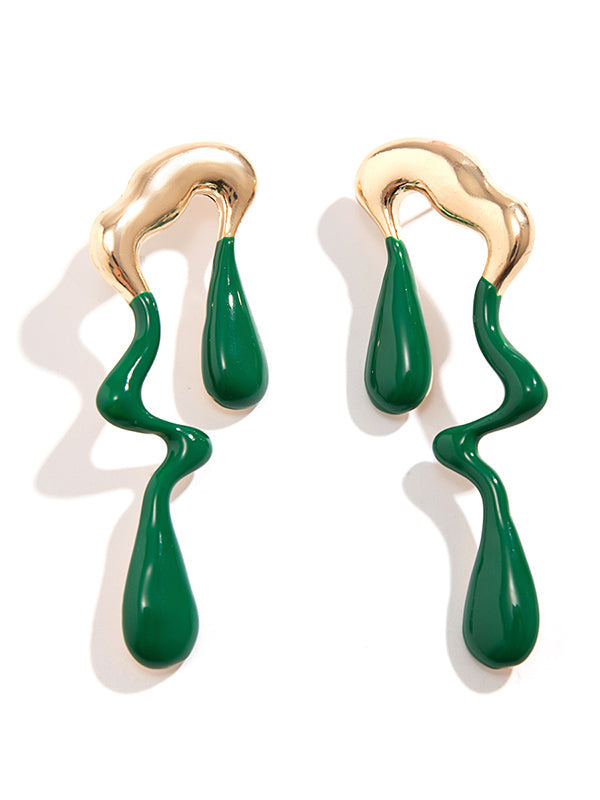 Boucles d'oreilles pendantes géométriques couleur contrastée