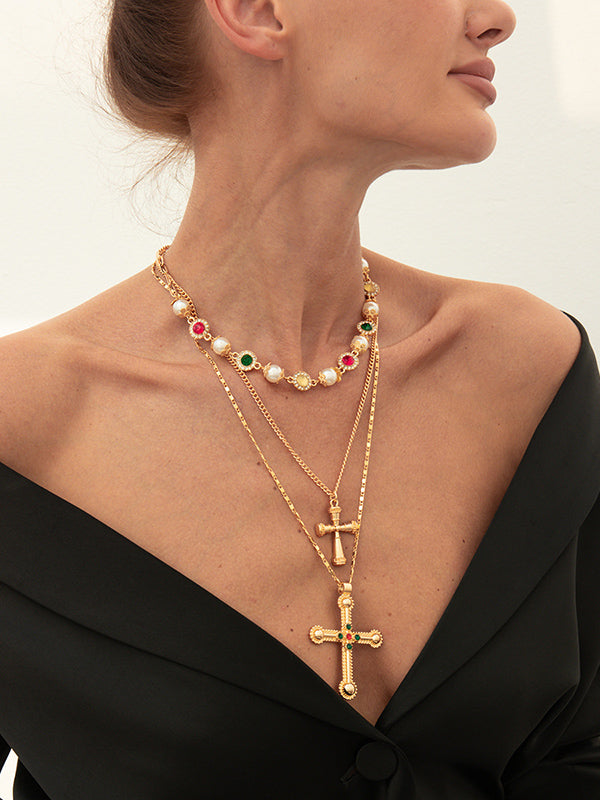 Collier superposé à pompons