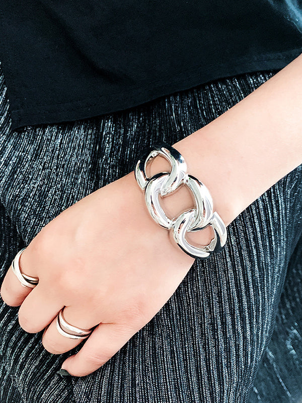 Bracelet géométrique ajouré normcore, couleur unie